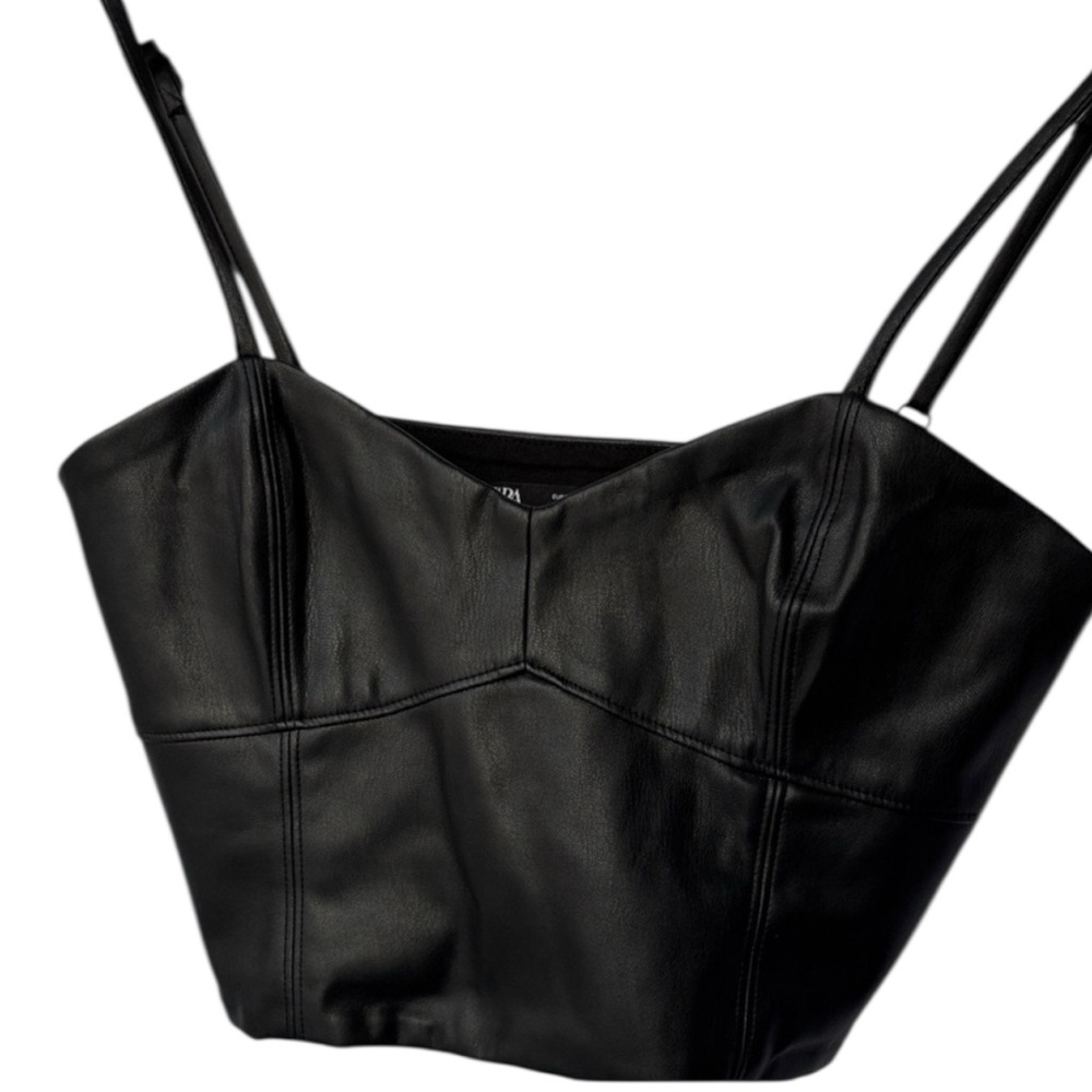 Zara black Pleather Women's Crop Top, Small
